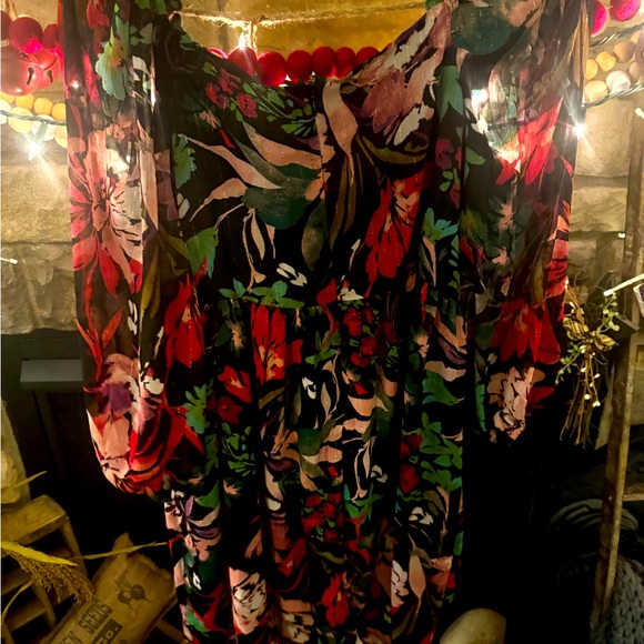 Women's Floral-Print Chiffon Empire-Waist Dress SIZE 16 - Picture 6 of 6